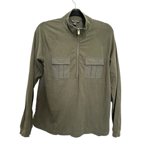 tommy bahama womens tops Size S olive green gold zipper. two front pockets - Picture 1 of 6